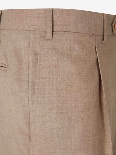 Canali Formal Wool Pants In Brown