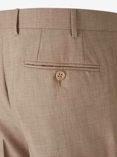 Canali Formal Wool Pants In Brown