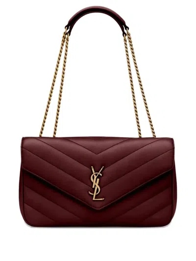 Saint Laurent Cherry Loulou Medium Shoulder Bag In Burgundy