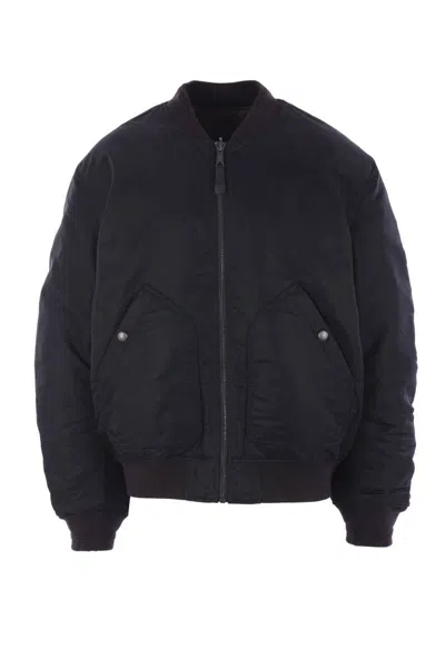 Diesel Classic Black Nylon Bomber Jacket With Zip And Side Pockets In Black