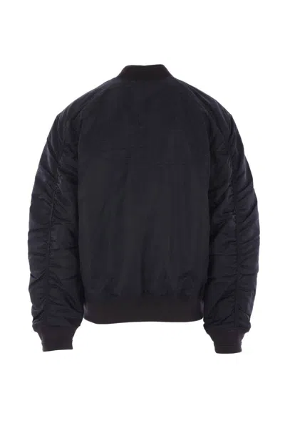 Diesel Classic Black Nylon Bomber Jacket With Zip And Side Pockets In Black