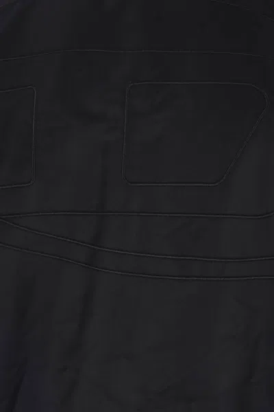 Diesel Classic Black Nylon Bomber Jacket With Zip And Side Pockets In Black