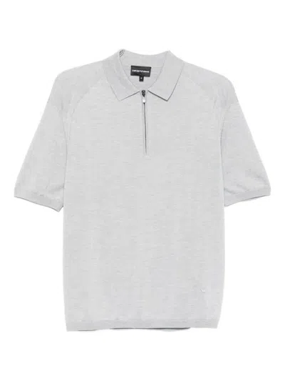 Emporio Armani Asv Plain-knit Jumper With Polo-shirt Collar, In A Wool And Lyocell Blend
