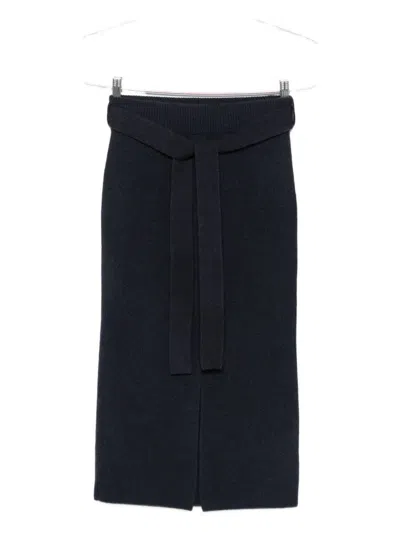 Emporio Armani Wool Midi Skirt In Black