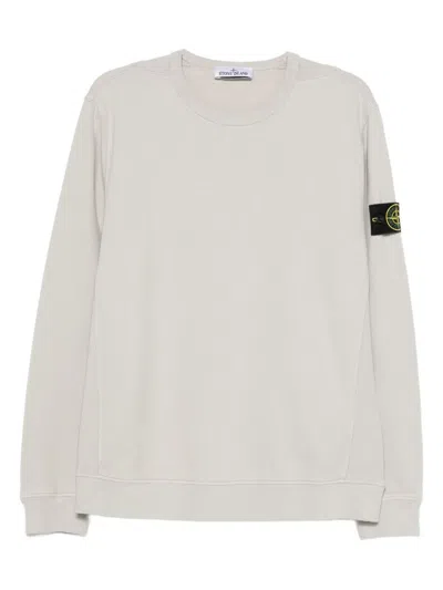 Stone Island Crew Neck Sweater With Distinct Logo Patch In White