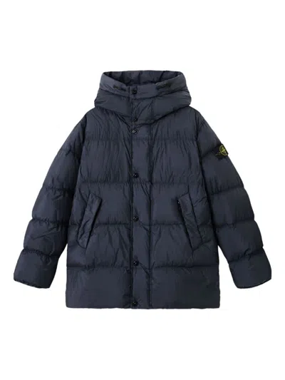 Stone Island Garment Dyed Crinkle Reps Ny Recycled Nylon Short Parka In Blue