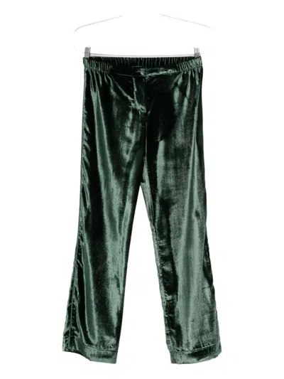 F.r.s For Restless Sleepers For Restless Sleepers Velvet High-waisted Trousers In Green