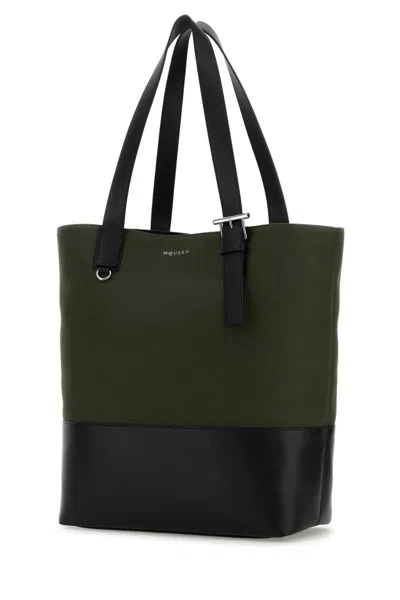 Alexander Mcqueen Army Green Canvas Shopping Bag