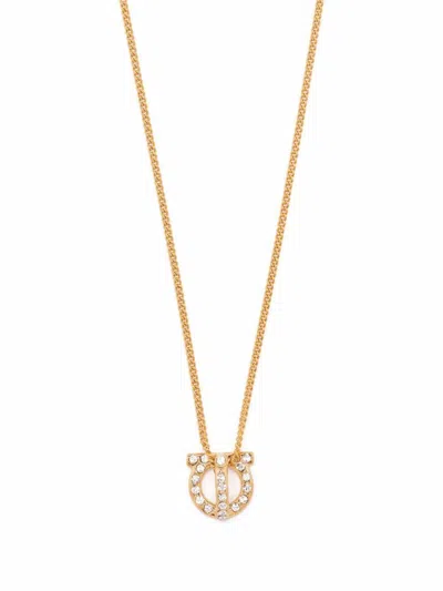 Ferragamo Gancini Necklace With Strass In Gold