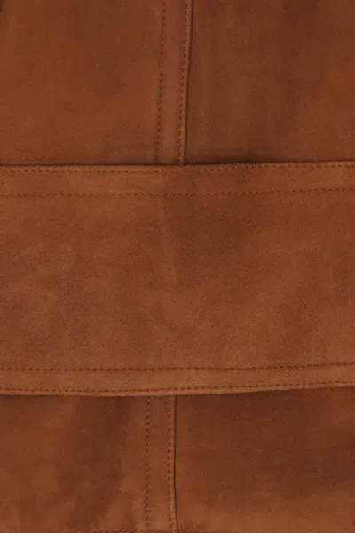Alaïa Womens Blanc Brun Collarless Shearling-cuffed Suede Jacket In Brown