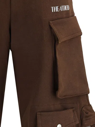 Attico Cargo Sweatpants In Brown