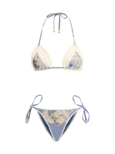 Zimmermann Cascadian Crochet Swimsuit In Gray