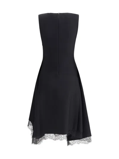 Alexander Mcqueen Women Asymmetric Midi Dress In Black
