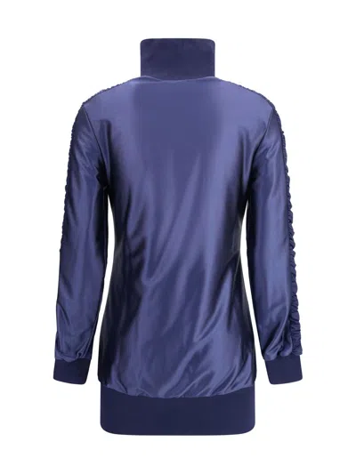 Balenciaga Shiny Jersey Fitted Tracksuit Dress In Blue