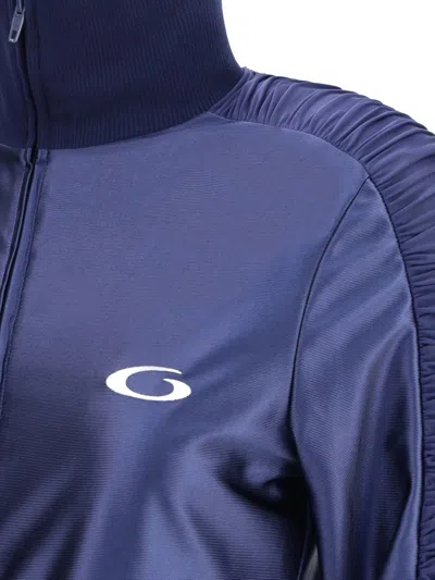 Balenciaga Shiny Jersey Fitted Tracksuit Dress In Blue