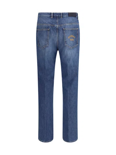 Givenchy Blue Five-pocket Jeans With Logo Patch On The Back In Denim Man In Blue