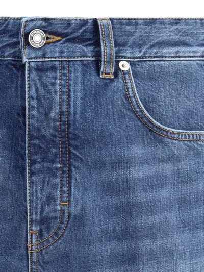 Givenchy Blue Five-pocket Jeans With Logo Patch On The Back In Denim Man In Blue