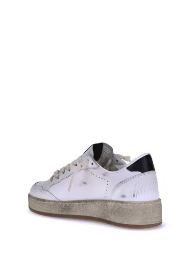 Golden Goose 'ballstar 2' White Low Top Sneakers With Star Patch On The Side And Contrasting Heel In Red