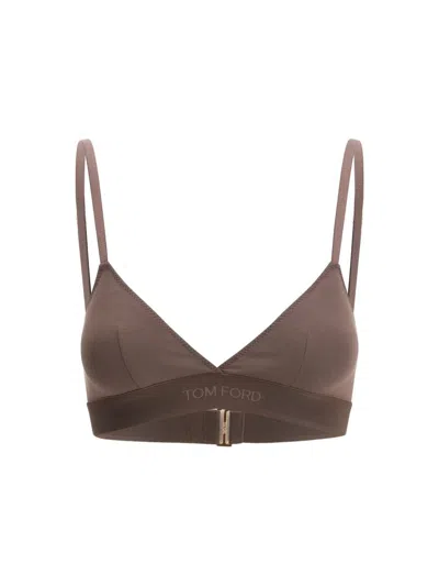 Tom Ford Triangle Bra Top In Brown