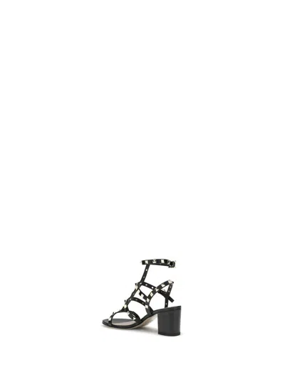 Valentino Rockstud Leather 60mm City Sandals In Black