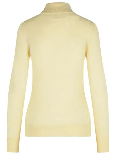 Mm6 Maison Margiela Cream Virgin Wool Turtleneck Sweater In Yellow