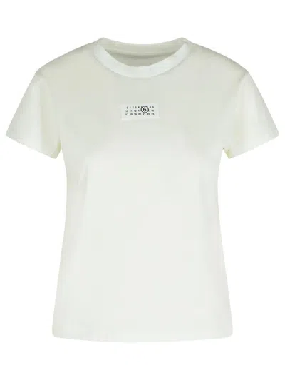 Mm6 Maison Margiela Numeric Cotton Jersey T-shirt In White