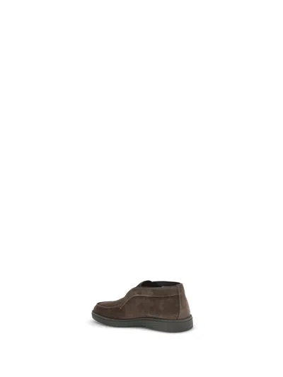 Santoni Brown Suede Slip-on Desert Boot In Brown