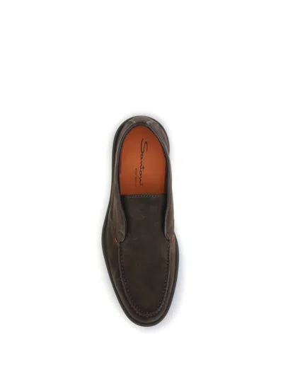Santoni Brown Suede Slip-on Desert Boot In Brown