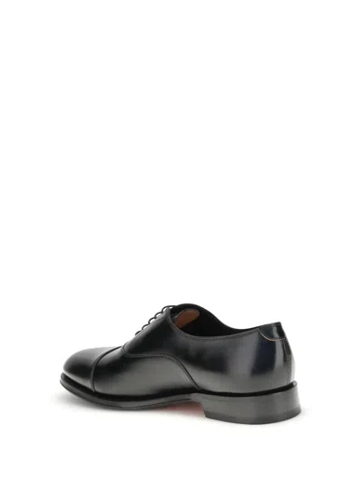 Santoni Man Lace-up Shoes Black Size 9 Leather In Black