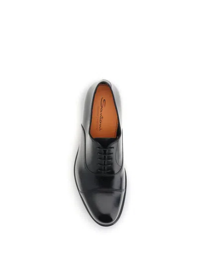 Santoni Man Lace-up Shoes Black Size 9 Leather In Black