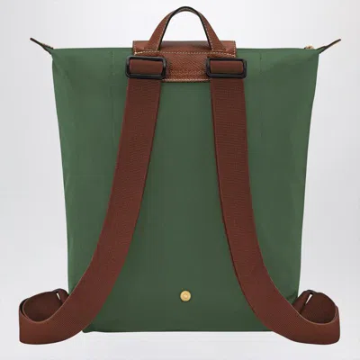 Longchamp Backpack With Adjustable Straps And Buckle Detail In Green