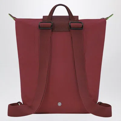 Longchamp Pomegranate-coloured M Le Pliage Green Backpack In Red