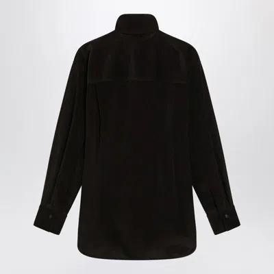 Ferragamo Brown Shirt In Ribbed Velvet Women In Black
