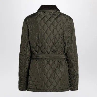 Burberry Belted Waist Quilted Nylon Jacket In Green