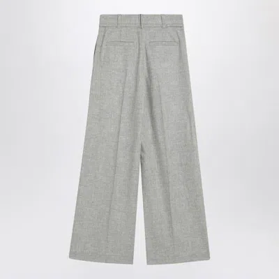 Brunello Cucinelli Wide Grey Trousers In Wool And Cashmere In Gray