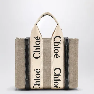 Chloé Woody Little Bag In Beige Canvas Women