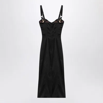 Dolce & Gabbana Satin Bustier Longuette Dress In Black