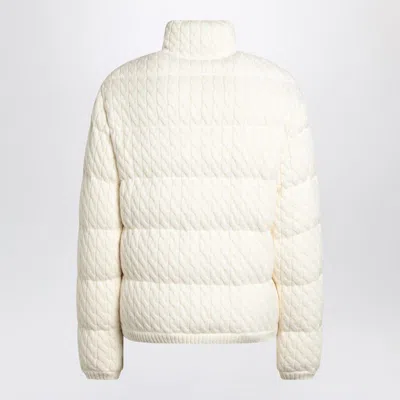 Moncler White Puffer Jacket With Braids In Cotton Blend Women In White