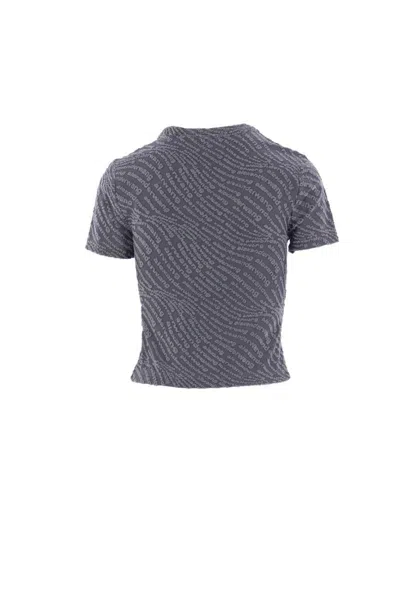 Alexander Wang Short Sleeve Round Neck Cropped Top In Gray