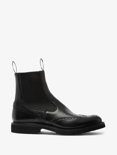 Tricker's Chunky Sole Round Toe Ankle Boots In Black