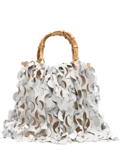 La Milanesa Medium Oceano Double-handle Raffia Tote Bag In Gray