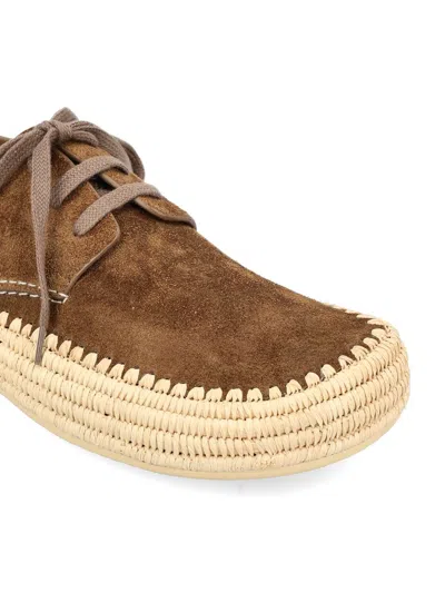 Loewe Rio Lace Up Espadrilles In Suede And Raffia In Brown