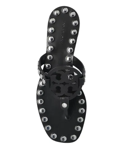 Tory Burch Studded Miller Leather Flat Sandals