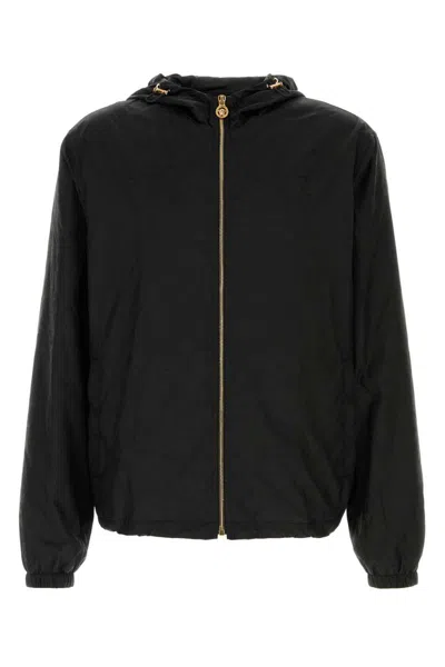 Versace Nylon Jacket With Hood And Elastic Cuffs