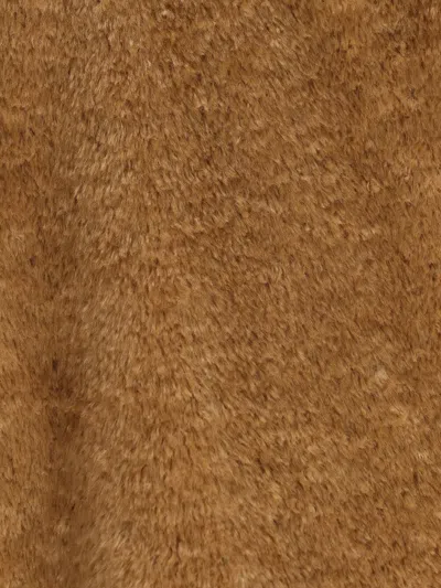 Herno Faux Fur Coat With Leather Belt In Brown