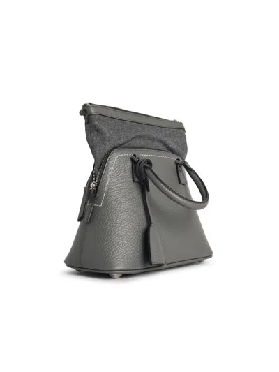 Maison Margiela 5ac Mini Bag In Pebble Grey Leather In Gray