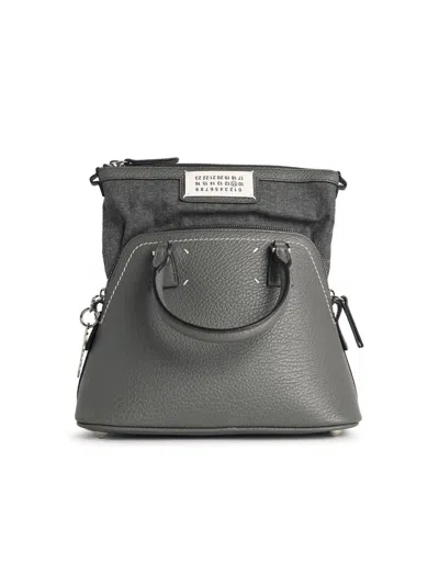 Maison Margiela 5ac Mini Bag In Pebble Grey Leather In Gray