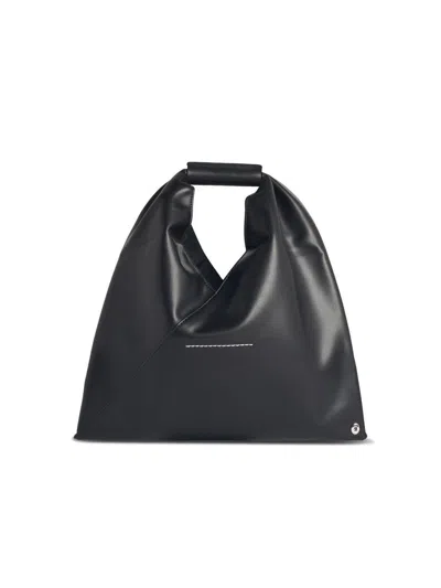 Mm6 Maison Margiela Leather Small Japanese Bag In Black