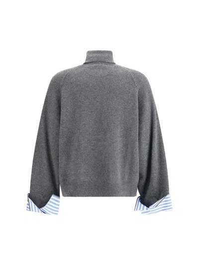 Brunello Cucinelli High Collar Knit Sweater In Gray