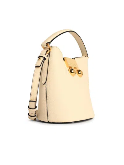 Marni Medium Trunkaroo Leather Shoulder Bag In White